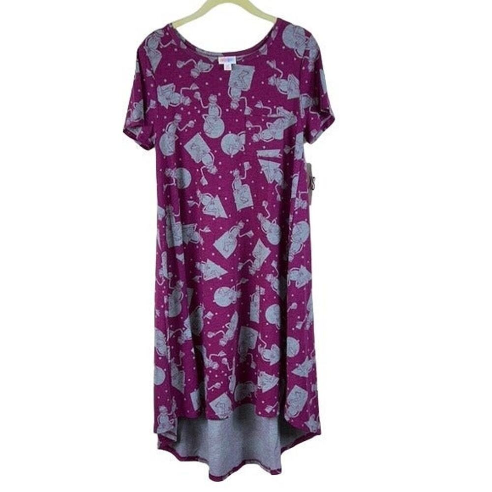 XS Swing Dress High Low Disney Kermit Frog NWT LuLaRoe Carly Magenta Grey Tshirt